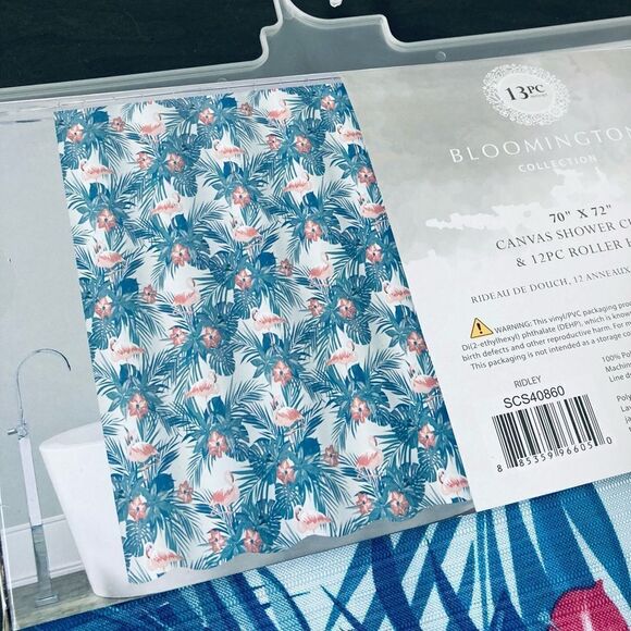 Flamingo Tropical Palm 13-pc Shower Curtain Bathroom Set - Picture 4 of 4